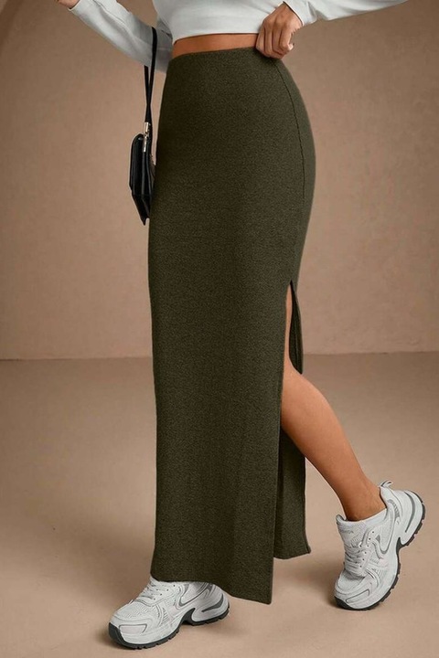 Fusta Dama, Lunga, Croiala Tub, Cu Fanta Laterala, Verde inchis