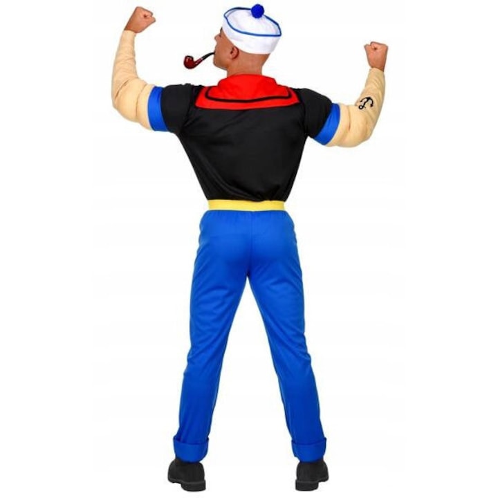 Costum de carnaval adult, Widmann, marina, set (tricou, pantaloni, palarie), negru, albastru, marime L