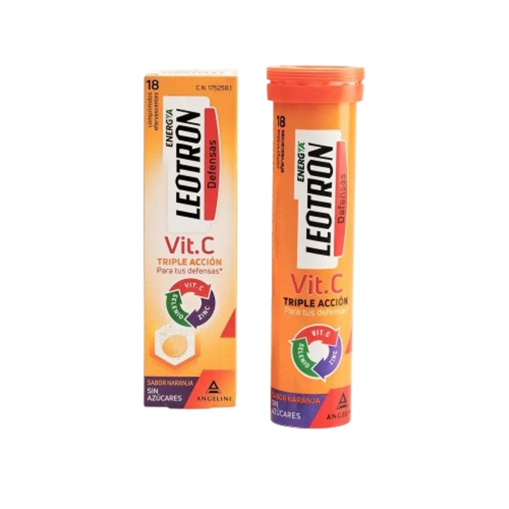 Supliment alimentar efervescent cu aroma de portocala LEOTRON VITAMINA C 18 tablete