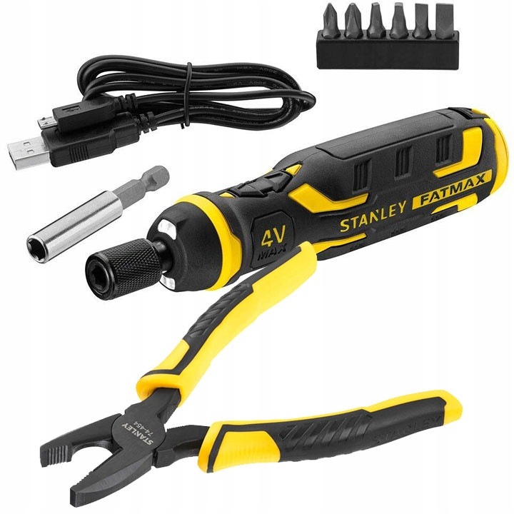 Set cleste universal Stanley 4V FATMAX + surubelnita cu acumulator 180 mm, galben/negru