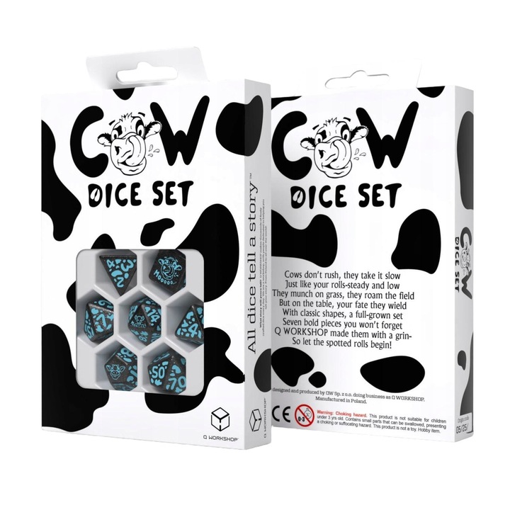 Set 7 zaruri pentru jocuri, Q-workshop, MOOlissa, Negru/Albastru