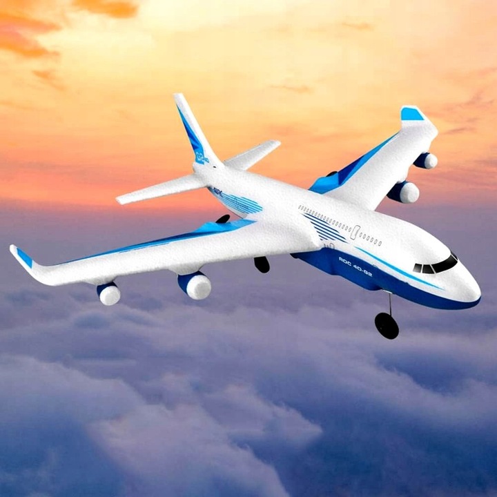 Avion RC QULKI 787 4D-G2, LED, 39cm, set complet cu pilot si accesorii