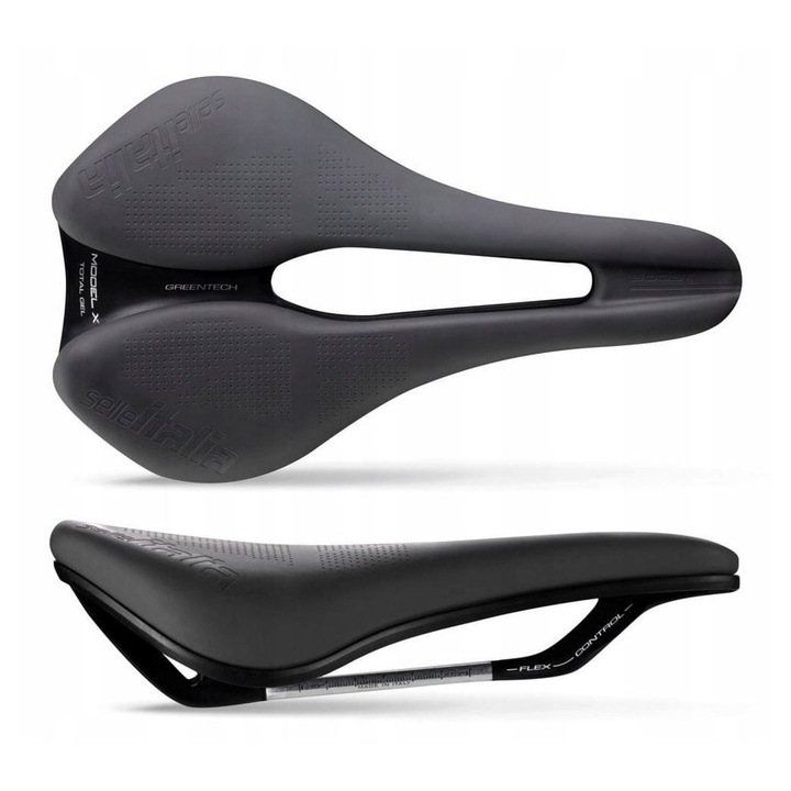 Велосипедна седалка Selle Italia Model X Green Comfort+ Superflow, Total Gel, Flex Control, Green-Tech, релса FeC O7 mm, Сива, L3 245x145mm