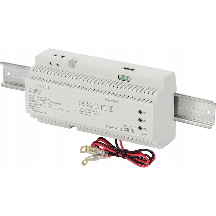Sursa de alimentare pentru sina DIN Pulsar DING2-27,6V DC 2A, 200-240V AC, 176x91x60mm