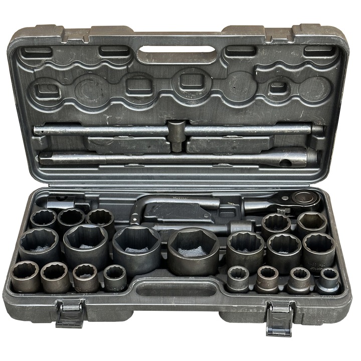 Set chei cu nasada Vorfal 3/4", 17-65 mm, 12 si 6 puncte, inclusiv prelungitoare si adaptor