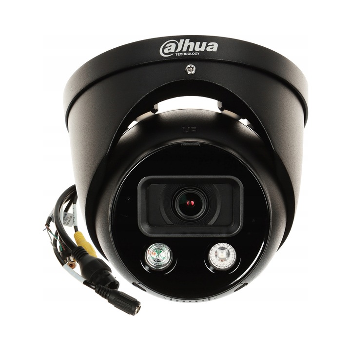 Cameră IP Dahua TiOC Full-Color 8.3 Mpx 4K UHD, 2.8 mm, neagră, cu iluminare IR și albă, alimentare PoE