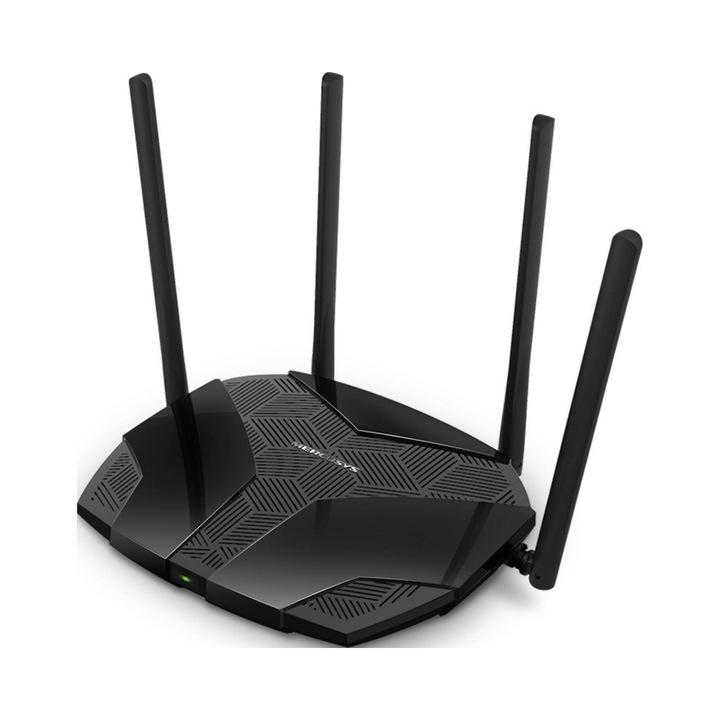 Router wireless Mercusys MR70X, WiFi 6, 4 antene externe, 3 porturi LAN, negru, 208,8x171,6x41,7mm