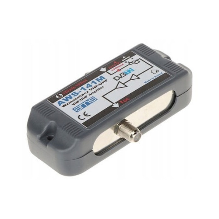 Wzmacniac antena AMS AWS-141M, 20/24 dB, 87x694 MHz, 1 intrare/1 iesire