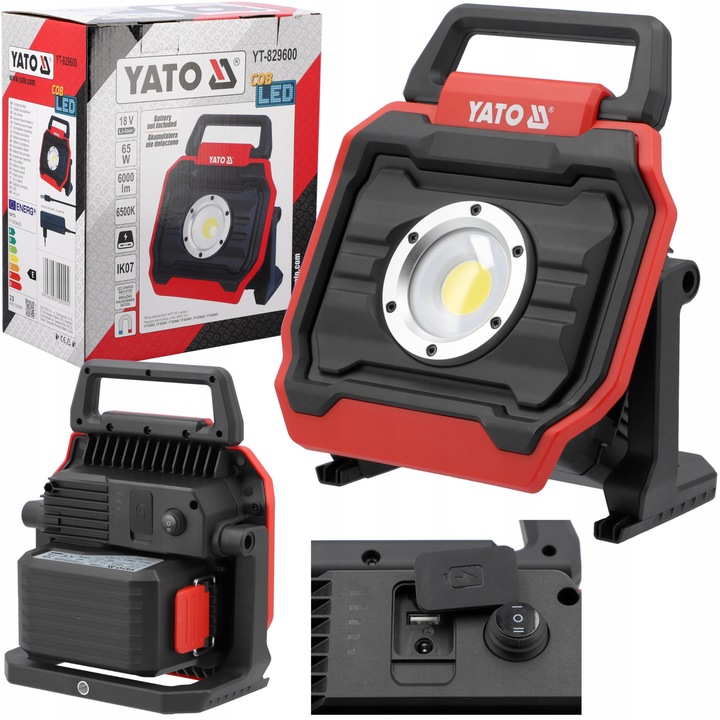 Proiector LED YATO 18V 6000LM, 65W, IPX4, 250x140x300mm