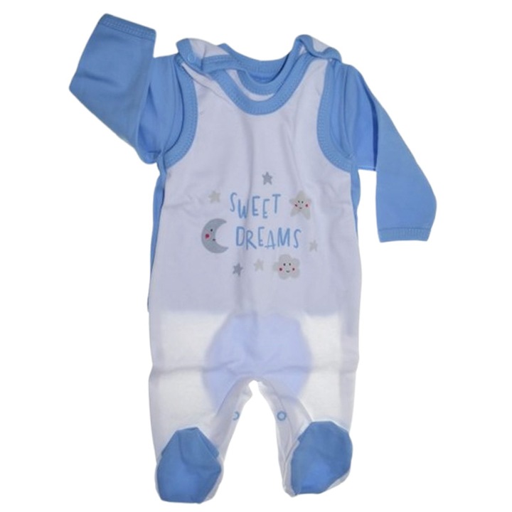 Compleu din 2 piese, salopeta si bluza, pentru bebelusi, Koala Babydino KB001A-62, Albastru 62 CM