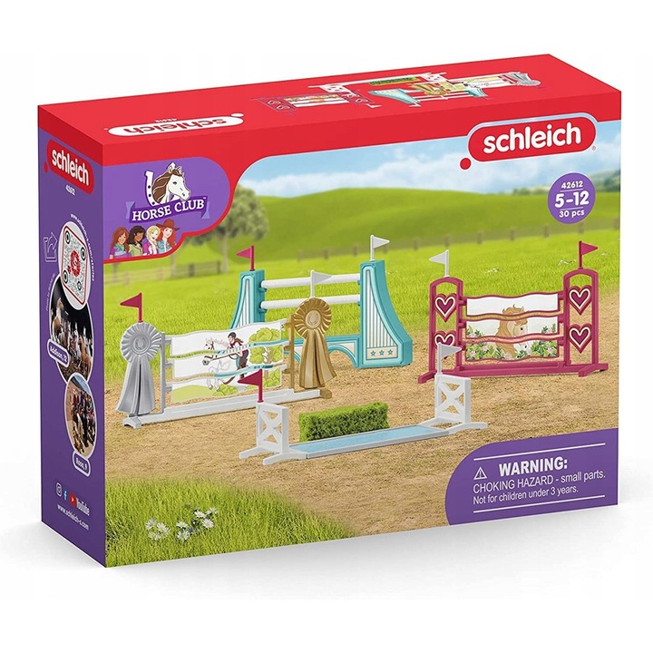 Set obstacole pentru cai Schleich Horse Club 30 elemente, multicolor, pentru 5 ani+