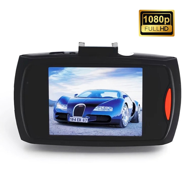 Camera auto DVR 1080P Full HD, 170° unghi larg, 6 lumini infrarosu, supraveghere 24 ore, inregistrare cu ecranul oprit, detectie miscare, inregistrare in bucla, blocare G-Sensor, WDR+HDR, nu blocheaza oglinda retrovizoare