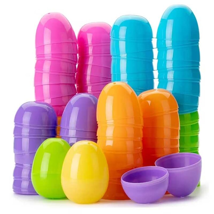 Újratöltehtő színes műanyag tojás 8db / csomag, 6 cm