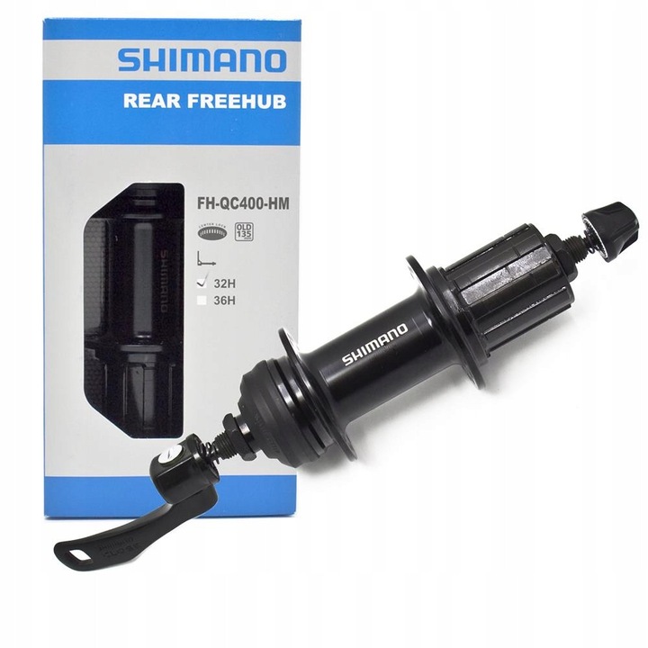 Butuc roata bicicleta Shimano FH-QC400-HM, 8-11 viteze, aluminiu, negru, 135x9mm