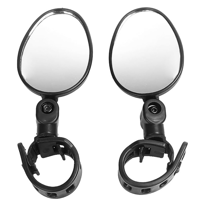 Set 2 oglinzi retrovizoare pentru bicicleta, BOMSTOM, rotire 360°, negru, 7x5cm