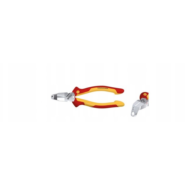 Cleste instalare Wiha TriCut, 3 in 1 (taiere, dezizolare, scoatere izolatie), izolat conform IEC 60900 pentru 1000 V, rosu/galben, 170 mm
