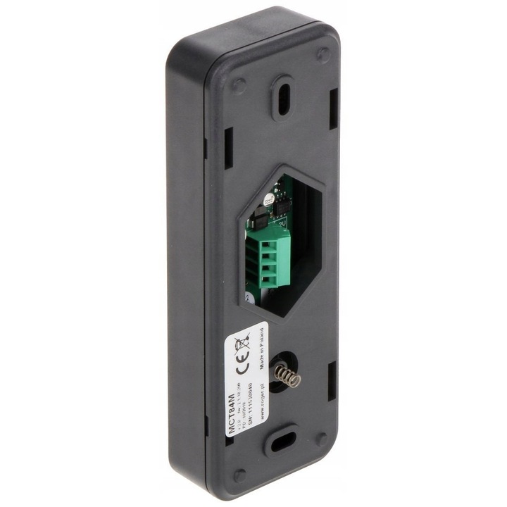 Безконтактен четец Roger MCT84M, RFID 13.56 MHz S50, RS-485, макс. обхват на четене 5 см, осветена клавиатура, черен, 130x45x22 мм