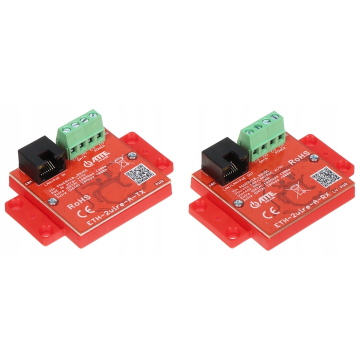 UTP/2-VEZETÉKES konverter készlet LAN+PoE ATTE átvitelhez, 100 Mbps, 300 m, 2 darab