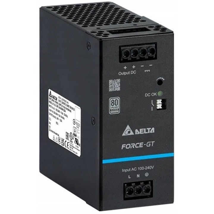 Sursa de alimentare DIN Delta DRF-48V480W1GBA, 48V, 10A, 480W, IP20, 123.6x56x116.8mm