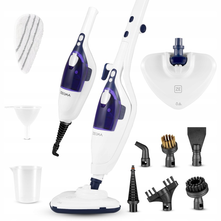 Mop parowy Zeegma Puur Prime Control 2w1, 1500W, 35g/min, 400ml, alb