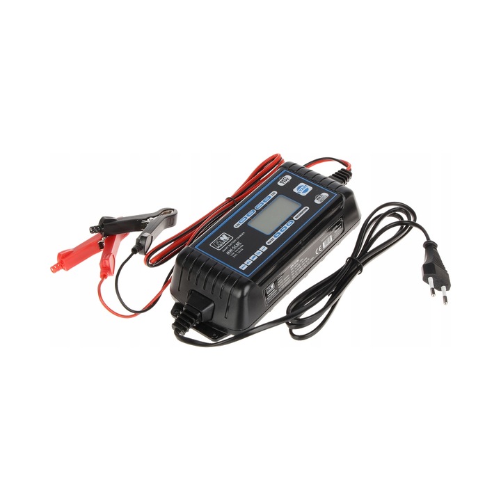 Redresor auto MW Power 8A 12V/24V, capacitate 1,2 Ah - 180 Ah, cu afisaj LCD, impermeabil