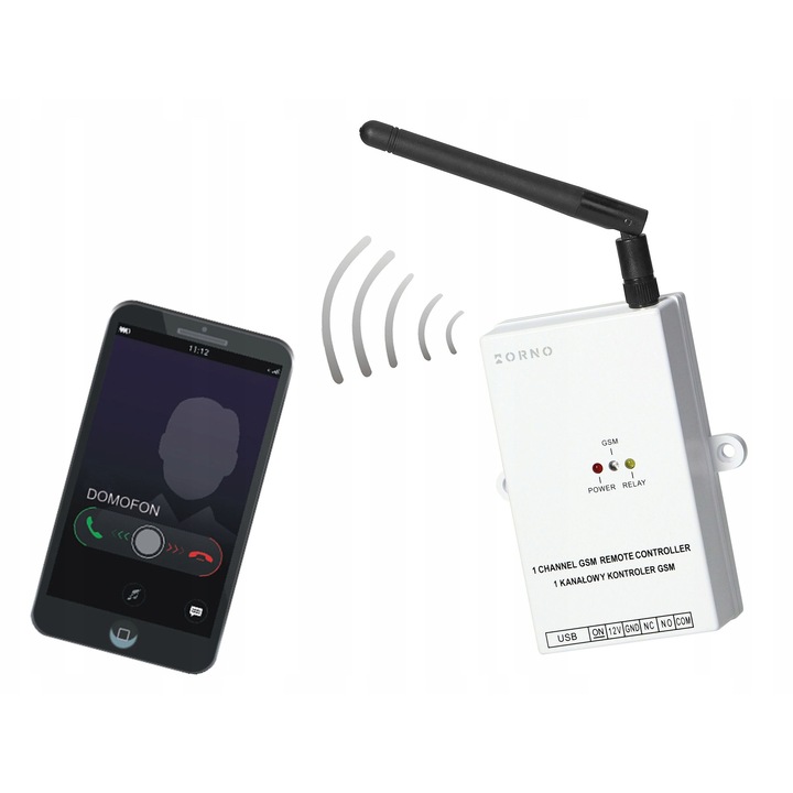 GSM vezérlő kapunyitáshoz USB 4G-vel, 12 VDC, 10 A, 2300 W, 140x76x27mm, 1 db-os készlet.