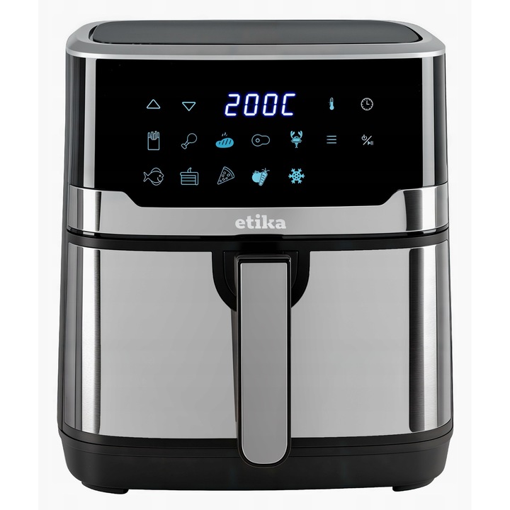 Friteuza aer cald Etika, 6.5l, argintie, termostat electronic, programe automate