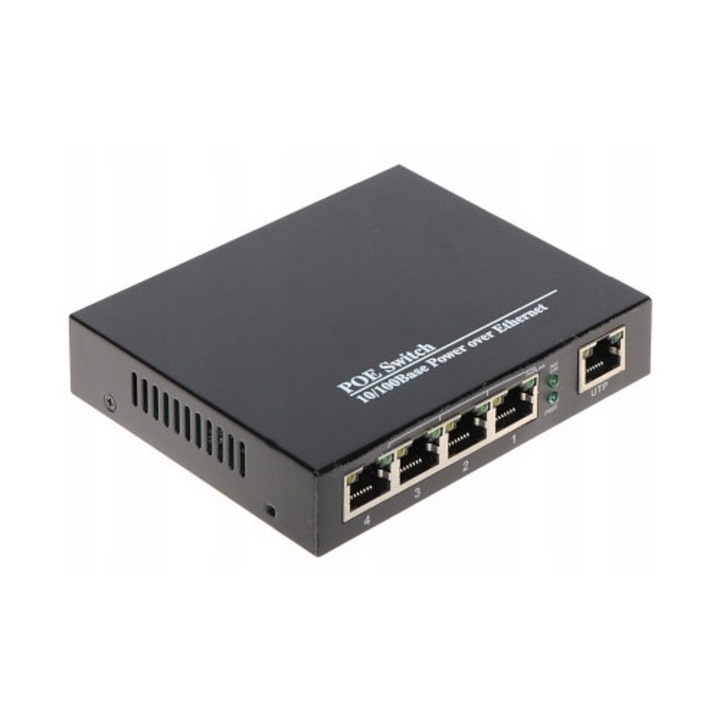 Switch PoE DELTA SPS-4P/1, 5 porturi RJ45, 4 porturi PoE, 113x93x24mm