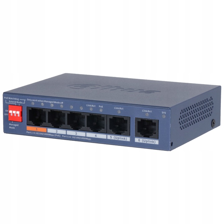 Switch fara management, DAHUA, CS4006-4GT-60-V2, 4 porturi