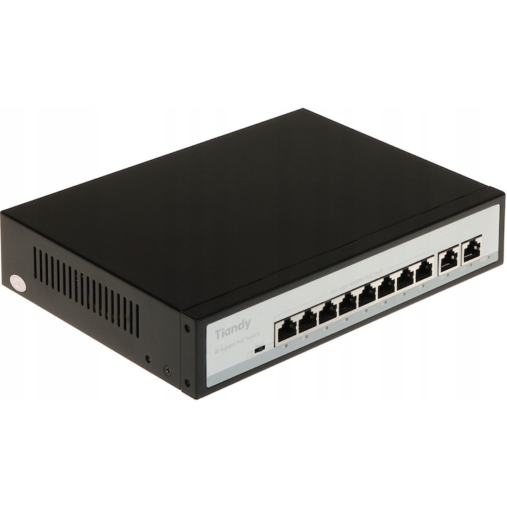 Switch PoE 8-портов Tiandy, 10/100/1000 Mb/s, графит, 220x161x44mm