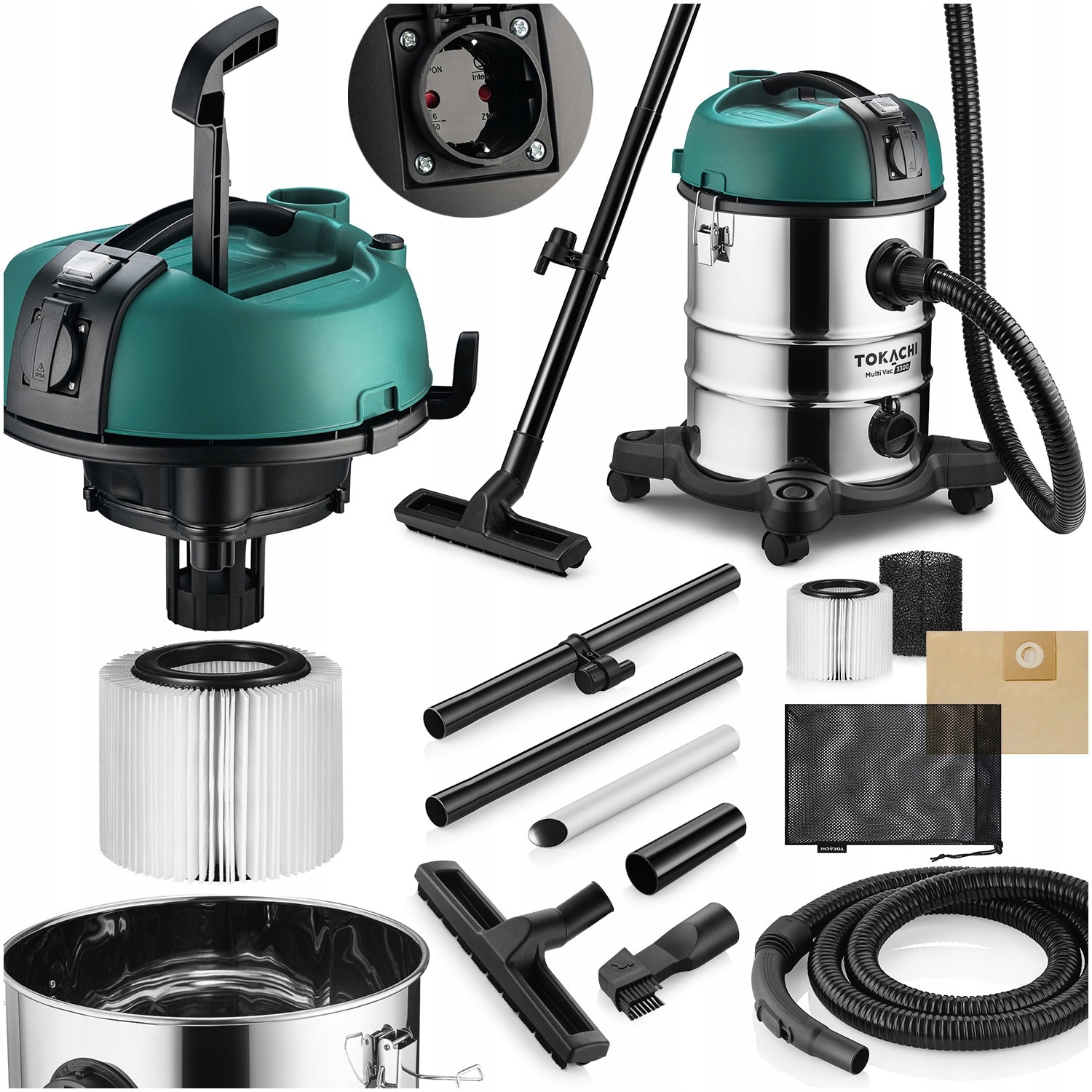 Aspirator industrial Tokachi Multi Vac 3300, 3300W, 25L, cu functie de suflare, filtru HEPA