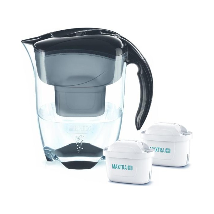 Комплект филтрираща кана Brita Elemaris XL, 3.5л, 2 филтъра Maxtra Plus Pure Performance, черна