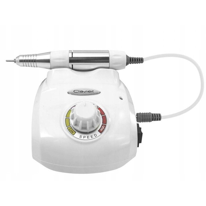 Freza electrica pentru unghii, 15W, alb/roz, set complet cu pedala si accesorii Clavier