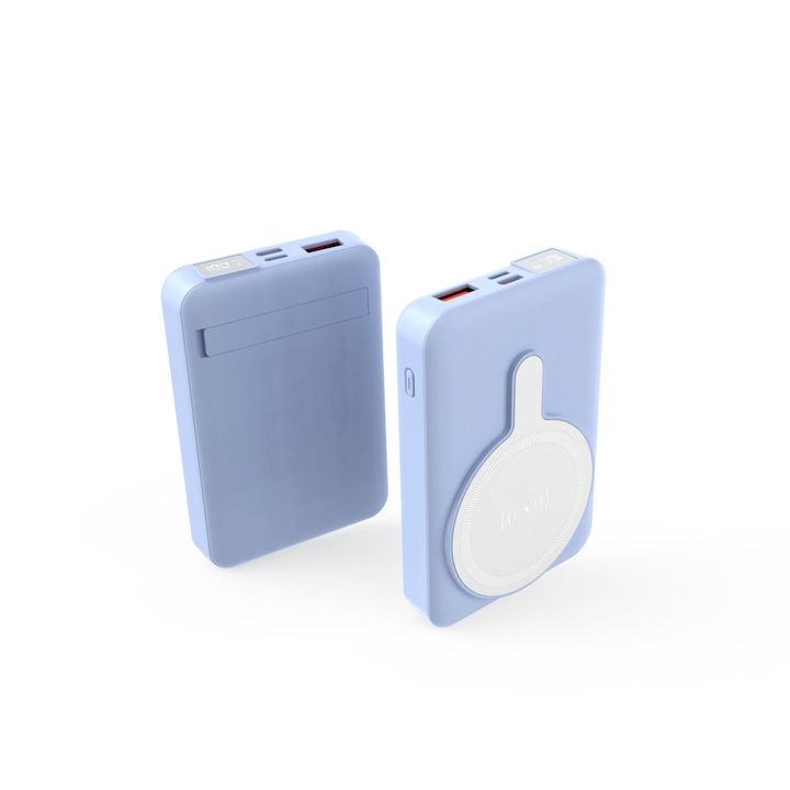 Vision Touch hordozható power bank, 10000 mAh, vezeték nélküli, kék