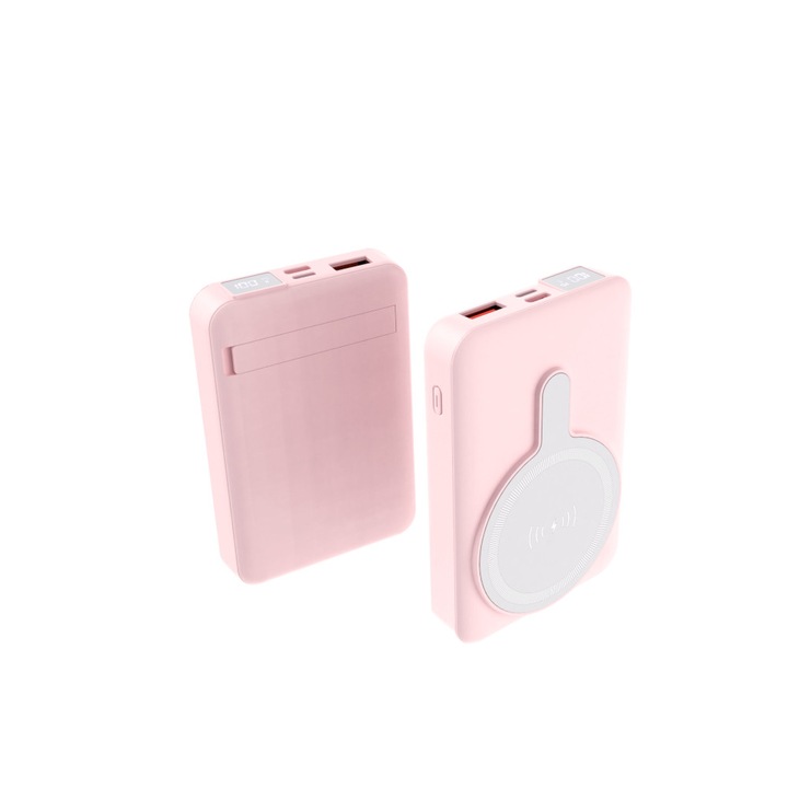 Telefon Power Bank, Vision Touch, 10000 mAh, vezeték nélküli, USB, fekete