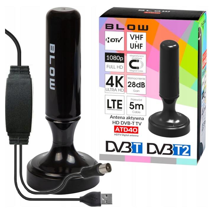 Antena activa 4K LTE DVBT-2, amplificator FHD, set