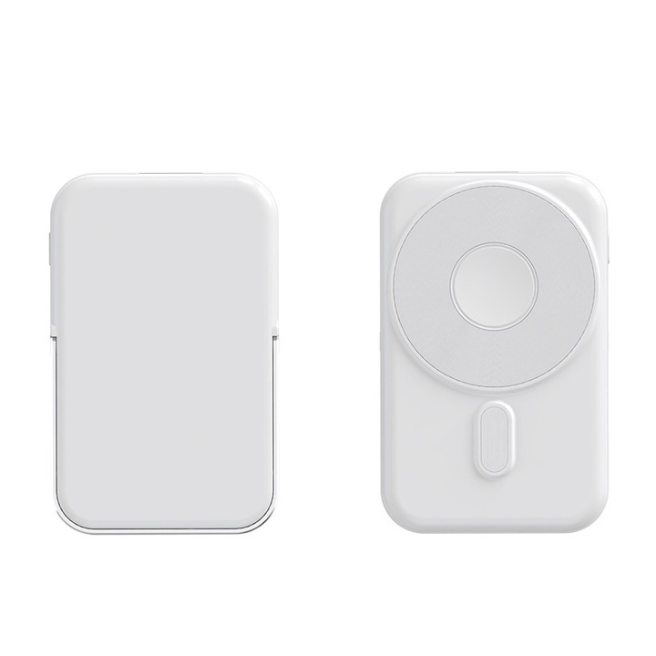 Power Bank 10000 mAh, 22.5W, incarcare wireless, alb