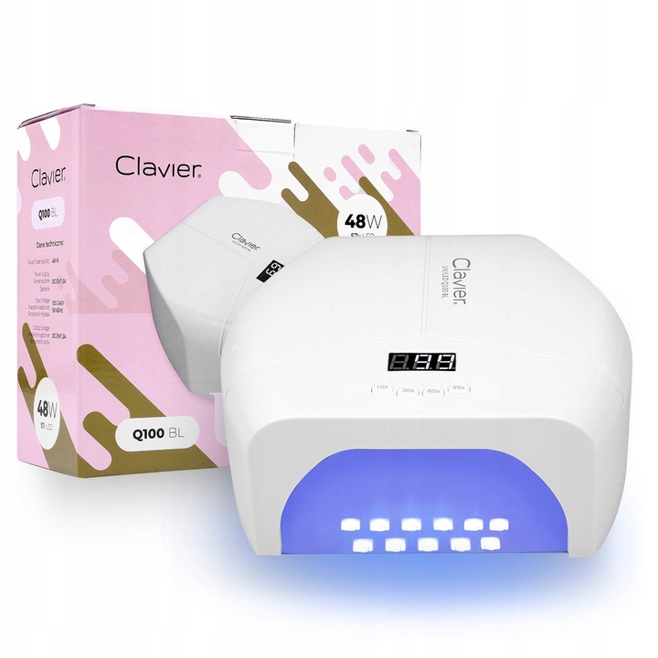 Lampa UV/LED pentru unghii Clavier Q100, 48W, senzor de miscare, design elegant, dimensiuni compacte