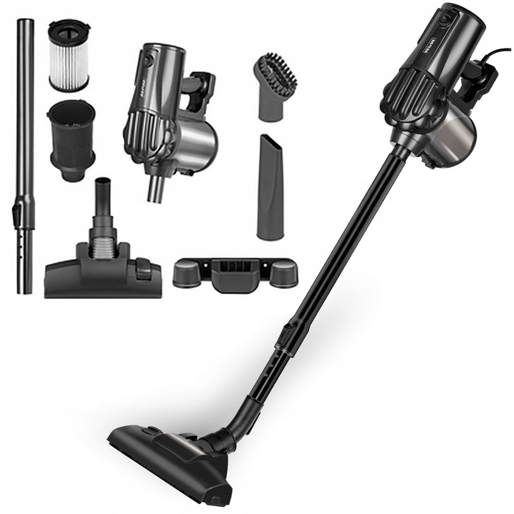 Вертикална прахосмукачка MPM MOD-74, 600W, 3 филтъра, 8,4м, 0,7л, бял