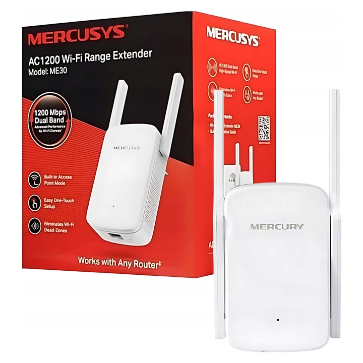 Amplificator semnal Wi-Fi Mercusys AC1200 - Barkos