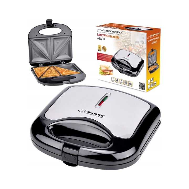 Tocator sandwich Titanium, 1000W, negru, 21,5x21,5x8cm