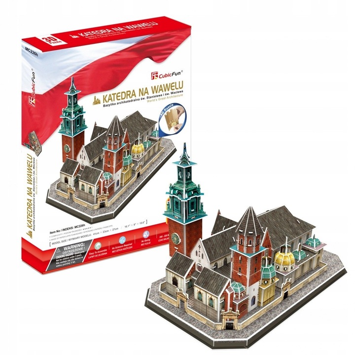 3D Puzzle Dante Katedra a Wawelben, 101 elem, 41x23x27cm, 7+ éves gyermekeknek