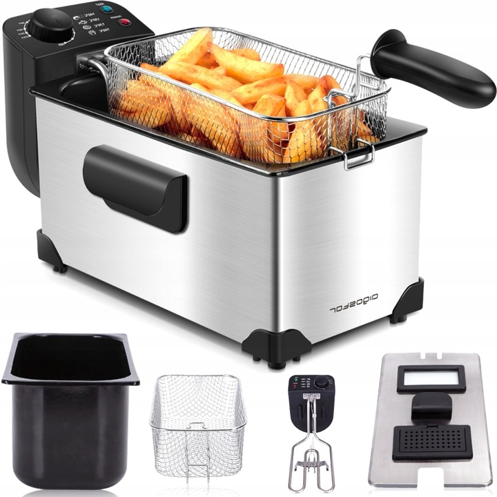 Традиционен фритюрник Heinrich's HFR 8210, 2200W, 3L, инокс, термостат