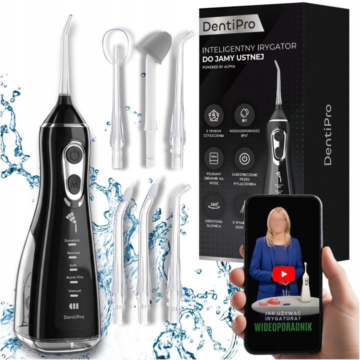 DentiPro szájzuhany 300 ml, 5 fejjel, vezeték nélküli