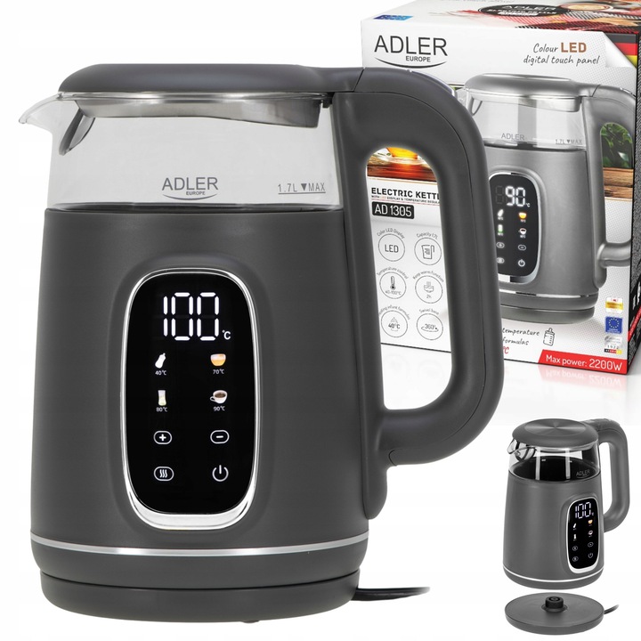 Fierbator electric, 2200W, 1,7L, cu reglaj de temperatura