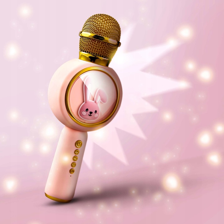 Mikrofon karaoke pentru copii, Renew Force, Bluetooth, design usor, iluminare LED, multicolor