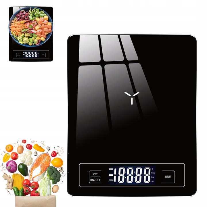 Cantar de bucatarie electronic, 1g/5000g, display tactil, 20x16cm, negru