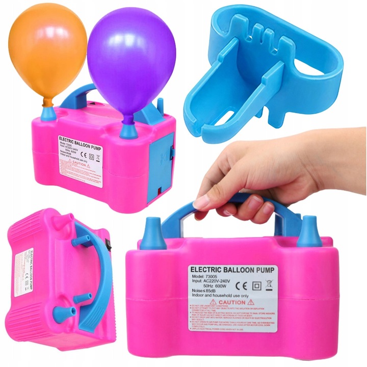 Електрическа помпа за надуване на балони doUp, 600W, розова и синя, 18x13x15,3см