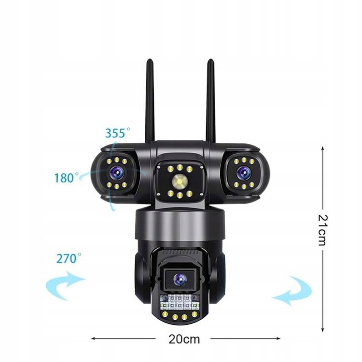 Camera de supraveghere rotativa Heelly 3x4MP, zoom 6x, detectie miscare, IP66, alimentare DC 12V, set complet