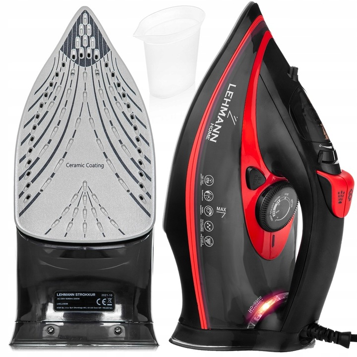 Fier de calcat cu abur Lehmann, 3000W, ceramica, 140g/min, 380ml, set